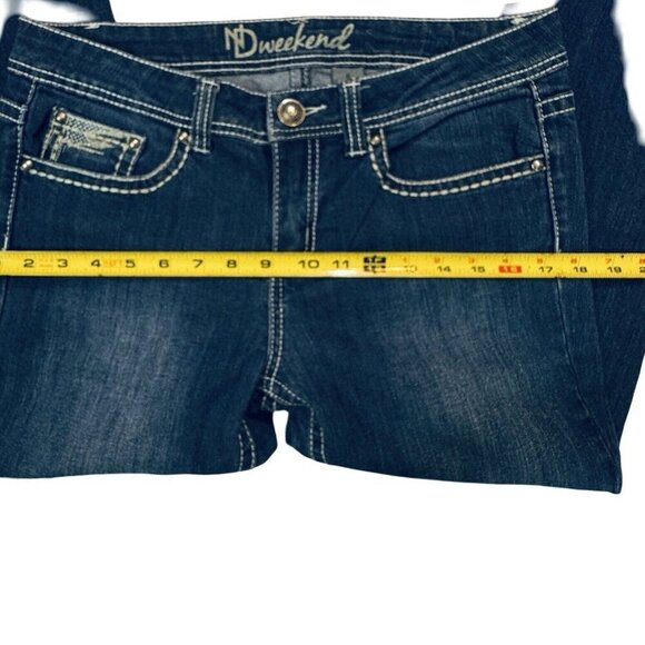 ND WEEKEND Jeans Women's Sz 6 Dark Blue Skinny‎ Embroidered Studs Stones Pockets - Picture 15 of 16